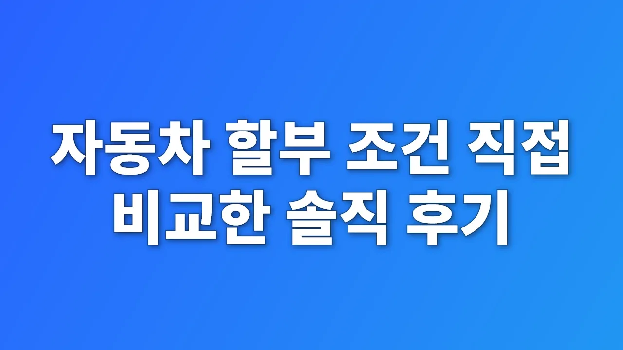 자동차 할부 조건 직접 비교한 솔직 후기